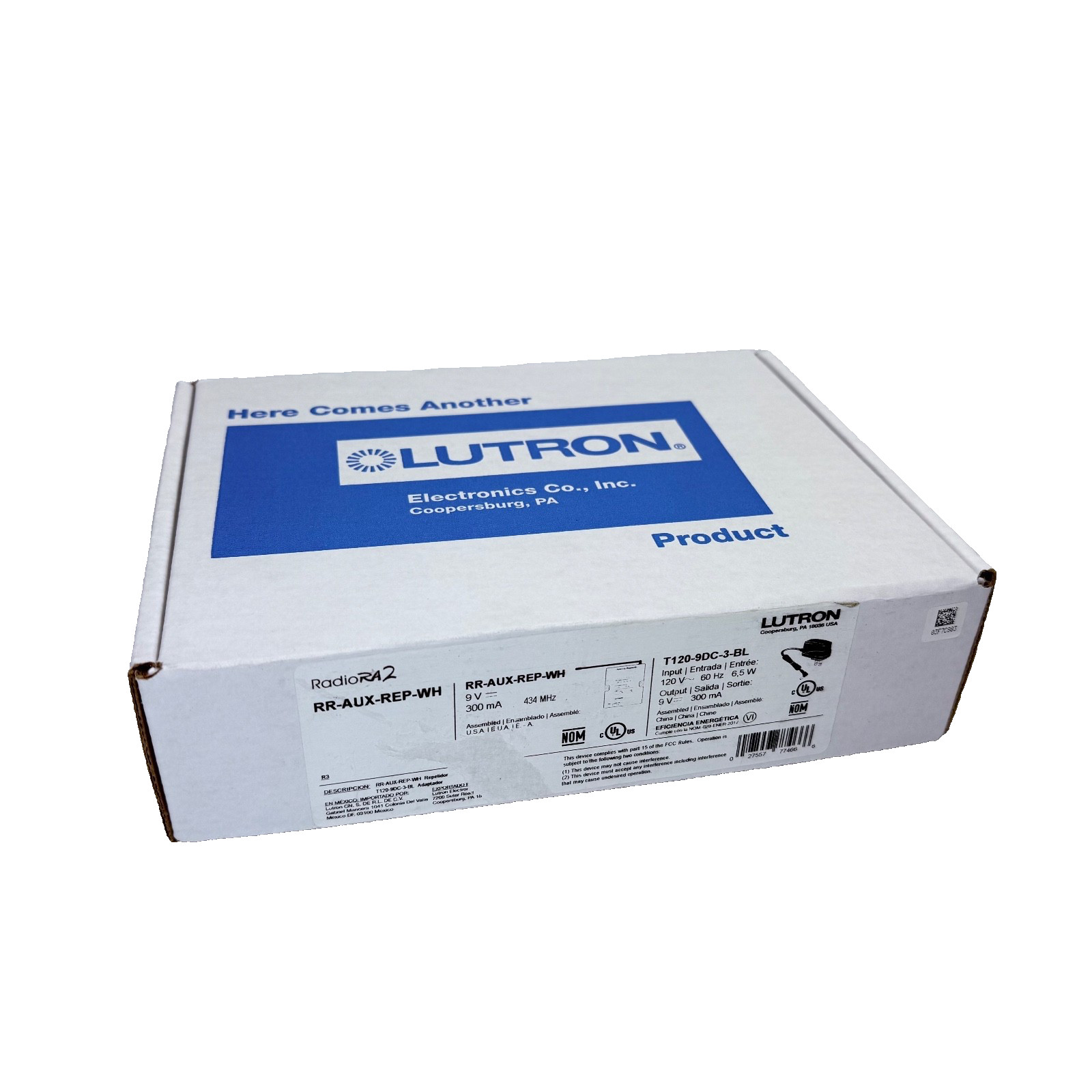 Lutron RadioRA2 RR-AUX-REP-WH 120V Auxiliary Repeater - NEW