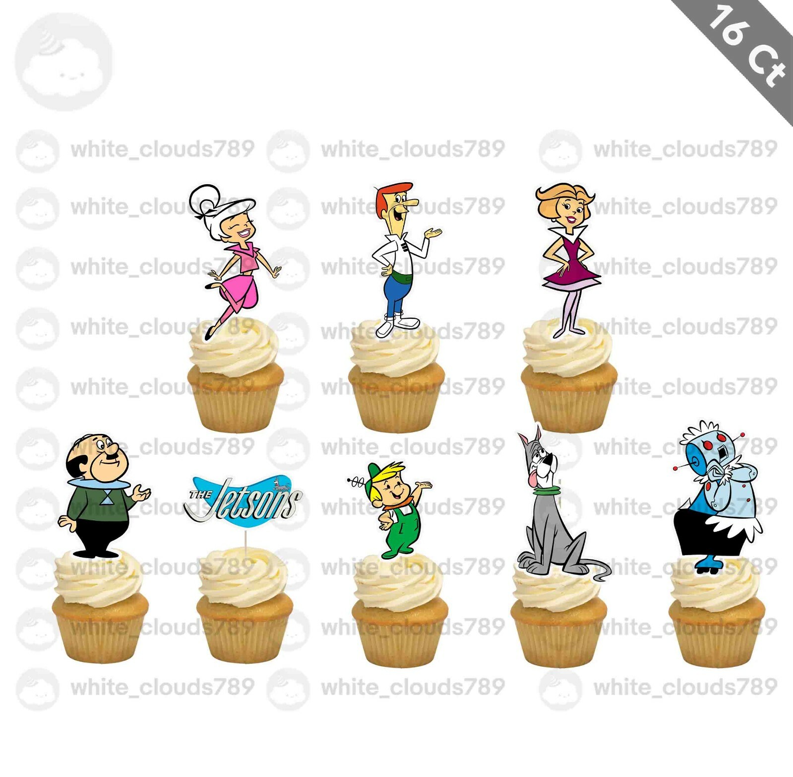 16 Jetsons Cupcake Topper Food Pick Favor Birthday Kid Future
