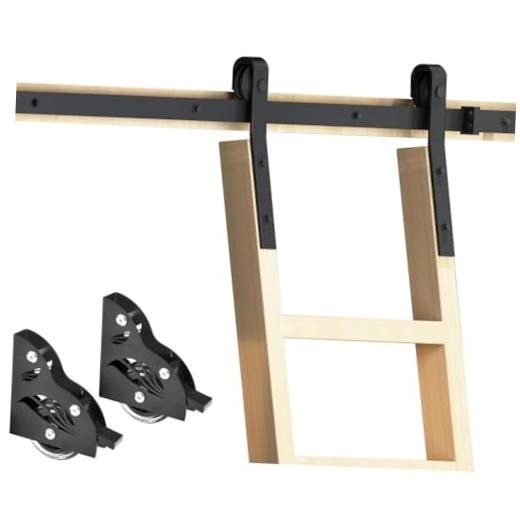 8FT Home Office Sliding Library Ladder Hardware, Rustic Black 8ft ladder kit