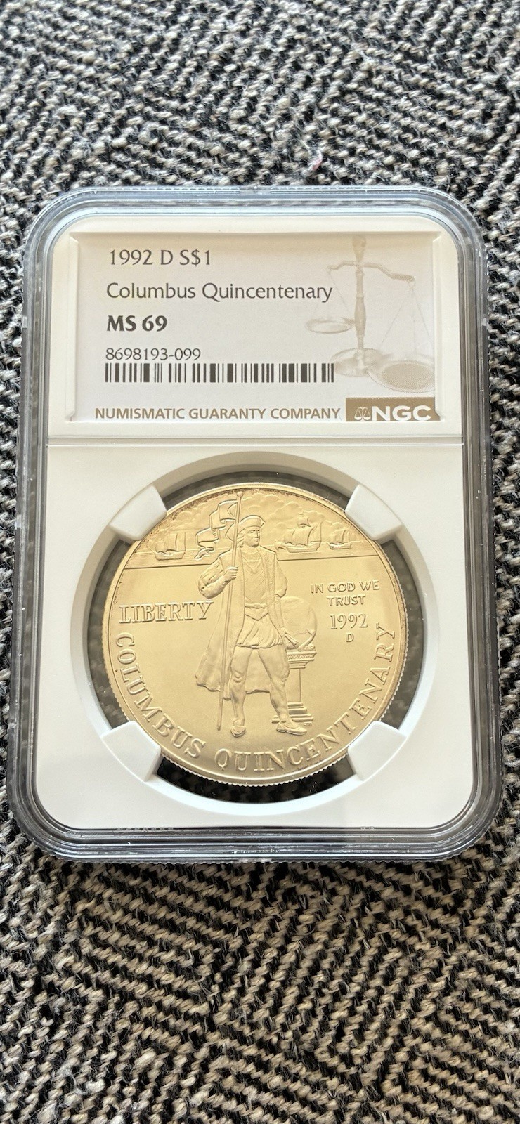 1992-D $1 Columbus Silver Dollar NGC MS69 - Quincentenary Coin 1492-1992