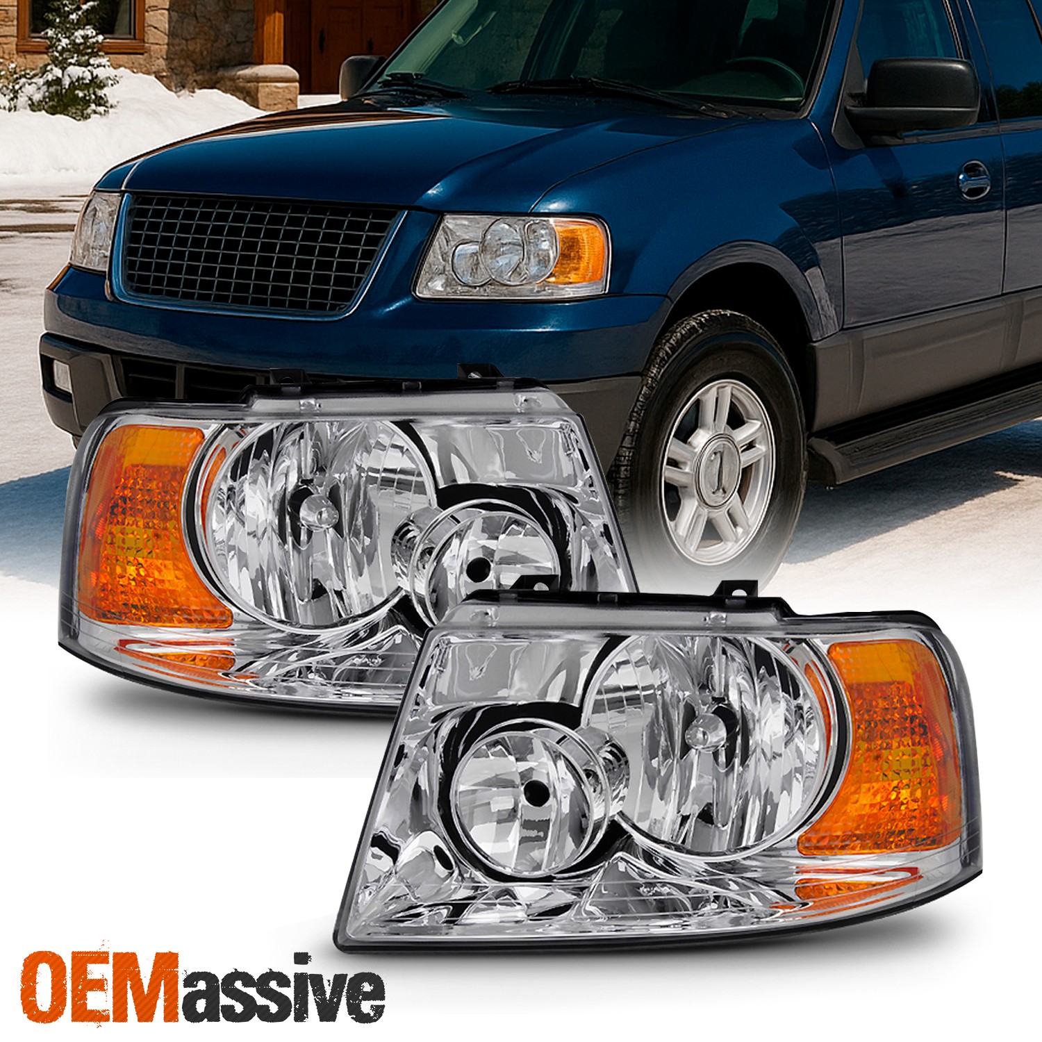 Fit 2003 2004 2005 2006 Ford Expedition Headlights Replacement  Lamp 03 04 05 06