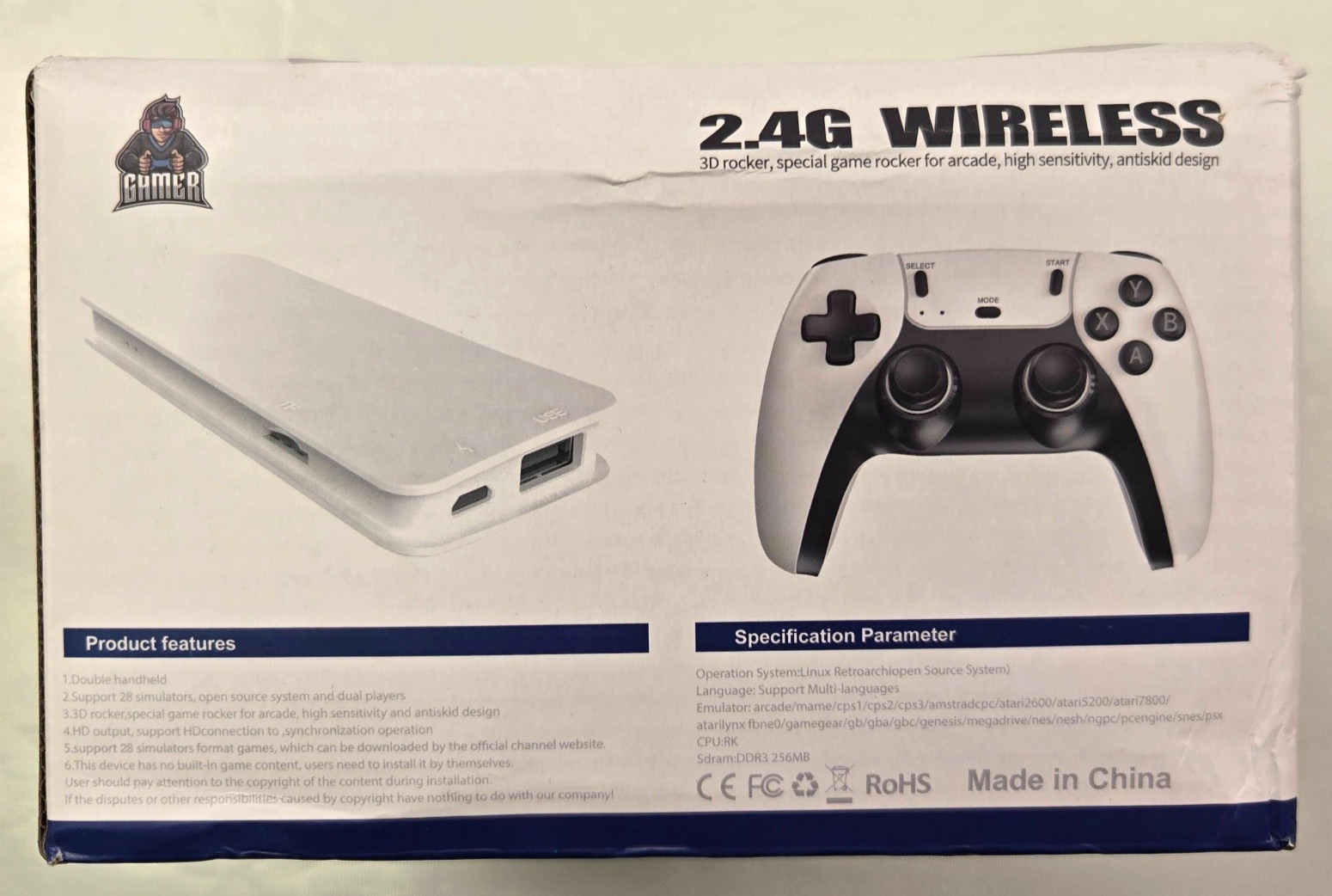 2.4G Wireless Controller 3D Rocker, Retro Game Stick, High Sensitivity, Antiskid