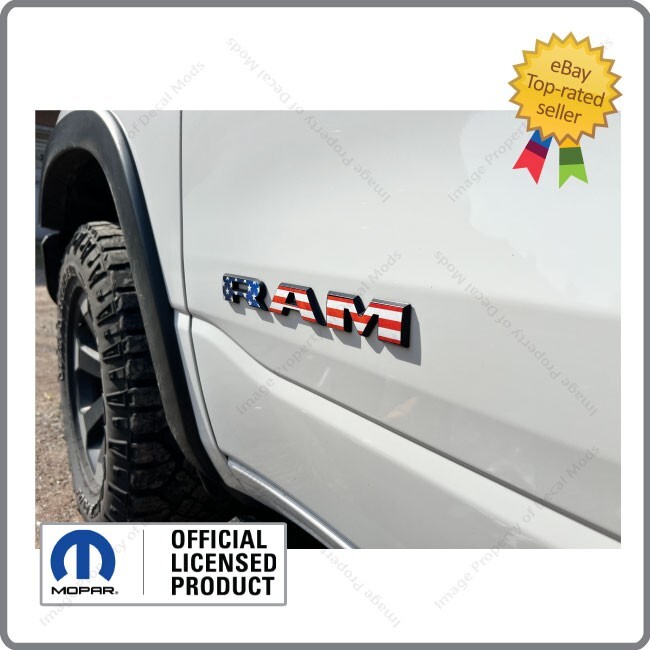 2019 - 2024 Gen5 RAM Side Emblem OVERLAY Decals American Flag USA Stickers FD1C0