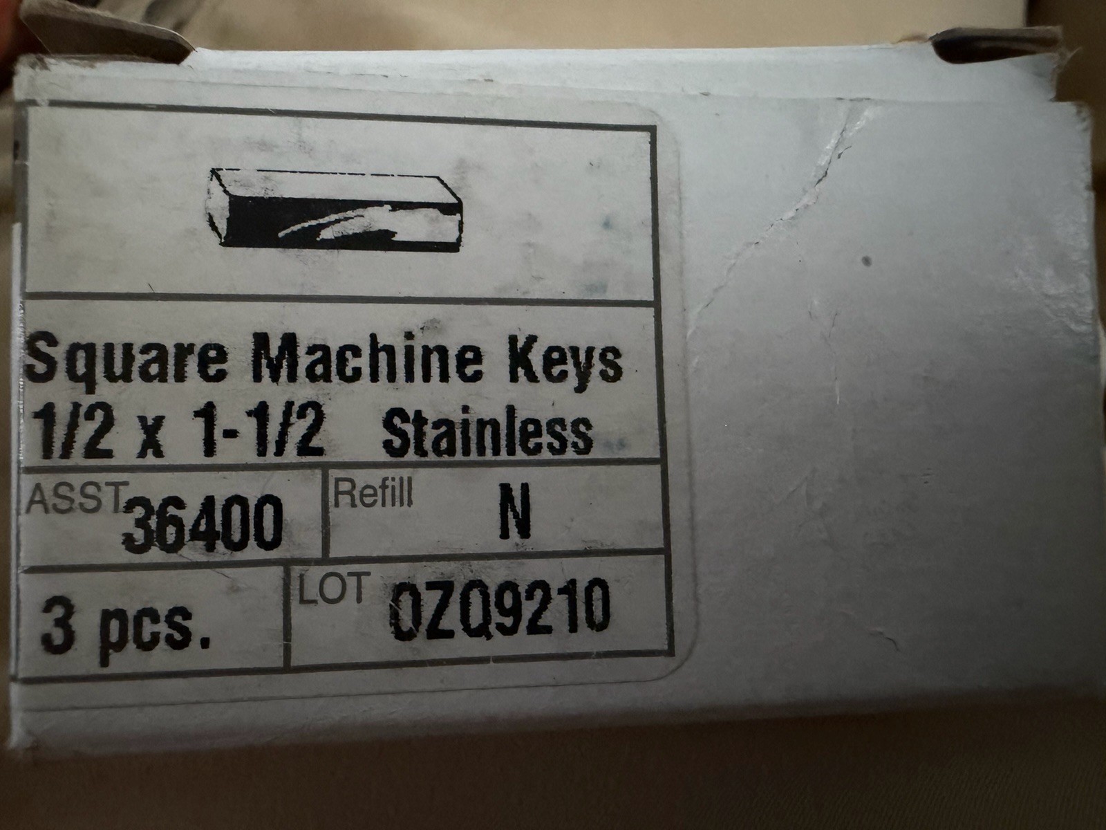 Square Machine Keys Half X 1 And Half Stainless