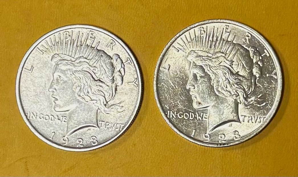 2 Peace Silver Dollars 1923 Philadelphia
