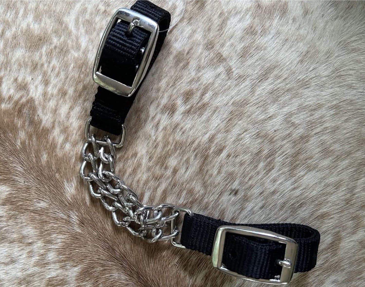 BLACK Nylon Horse Size Western Double Chain Adjustable Curb FREE SHIPPING