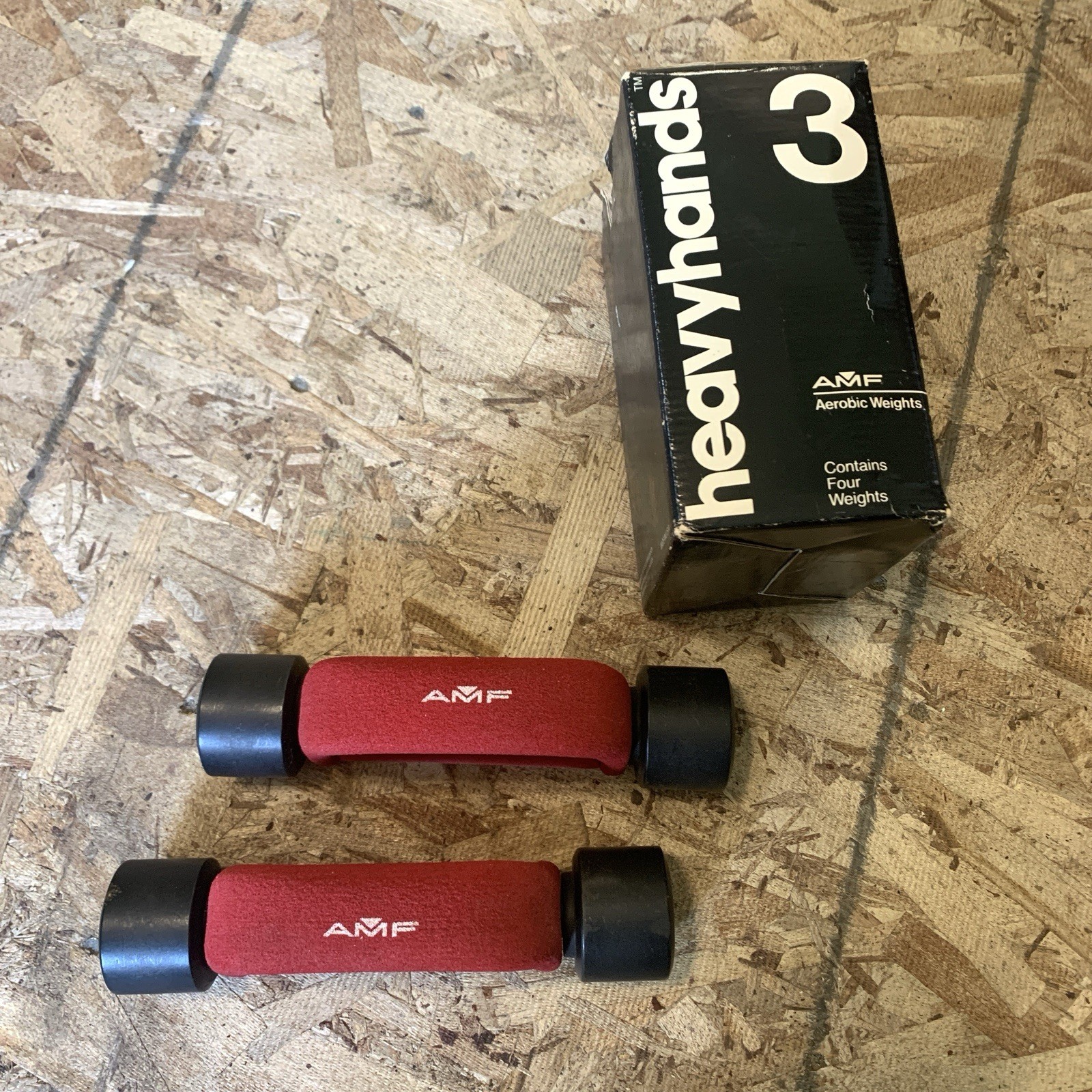 AMF Heavy Hands Pair 3lb Dumbbells Made In USA Vintage With Original box USED