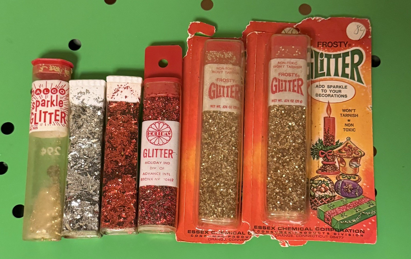 Vintage Lot Of 6 Christmas Glitter 50/60s Gold Silver Red Craft