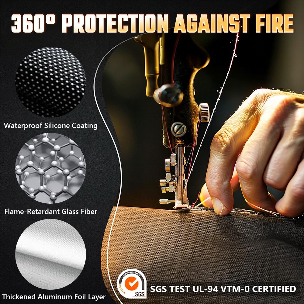 Fireproof Money Bag with Lock Waterproof Document Pouch Safe Storage Travel Case