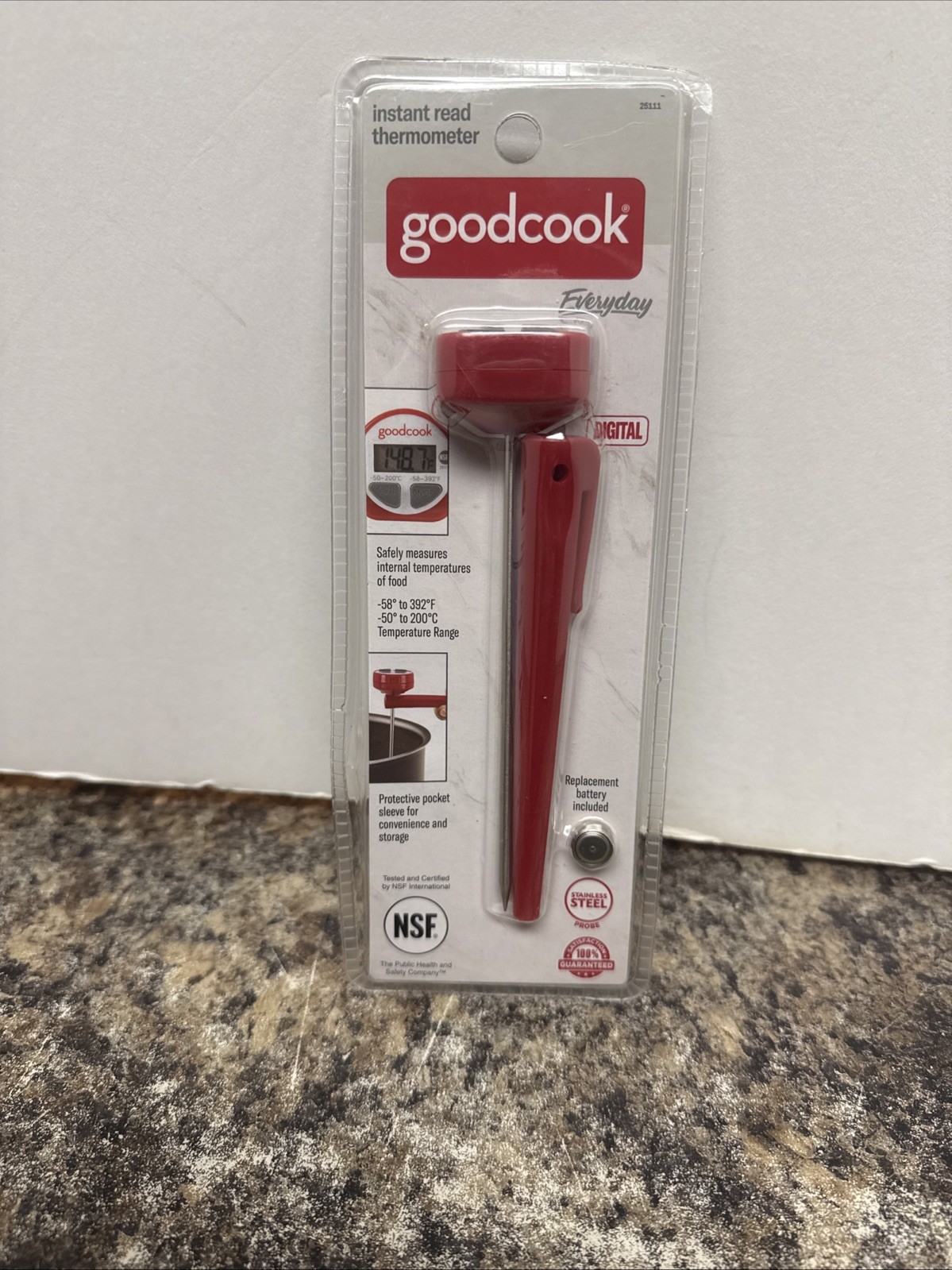 GOOD COOK Digital Instant Read Meat Thermometer w/Sheath & Battery - BBQ/Kitchen