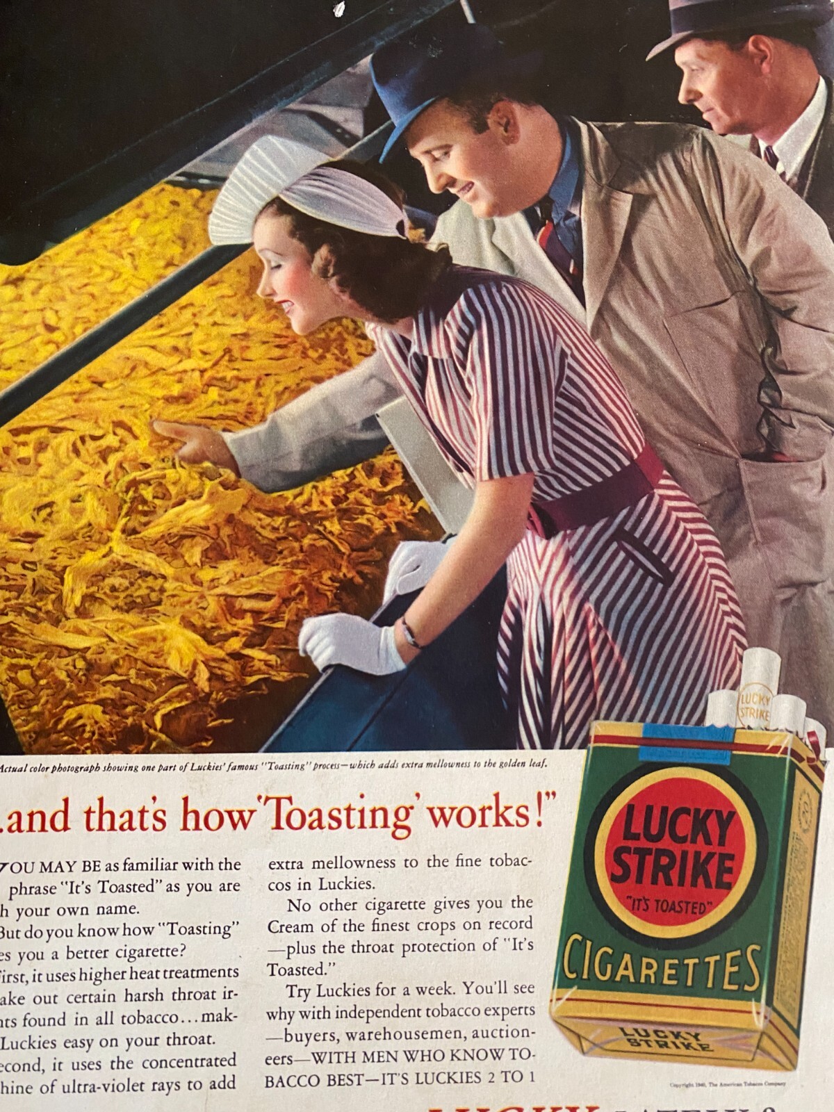 Lucky Strike Cigarettes, Luckies, Full Page Vintage Print Ad, a