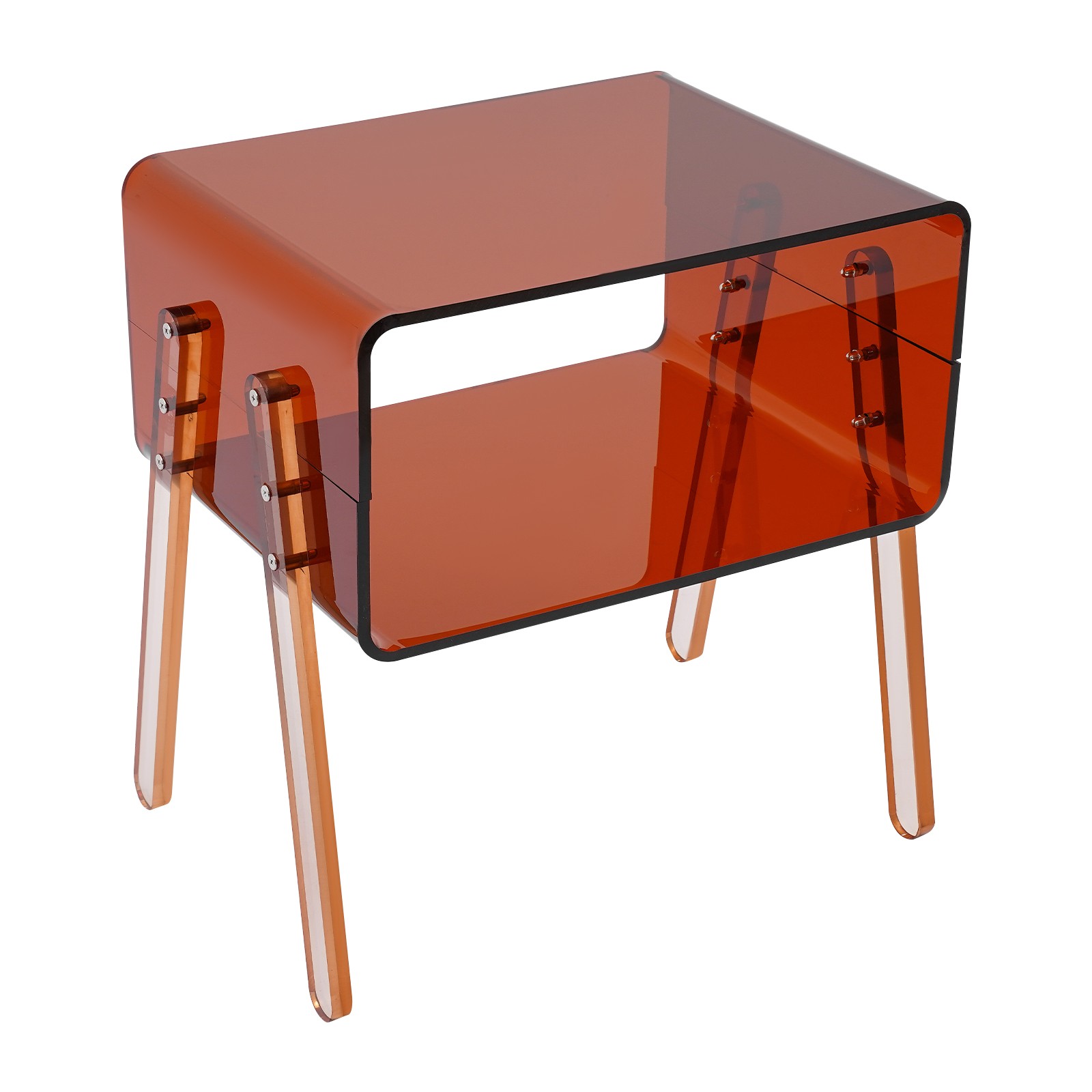 Brown Rectangular Side End Table/Night Stand Acrylic Side Table 40*30*43.2cm
