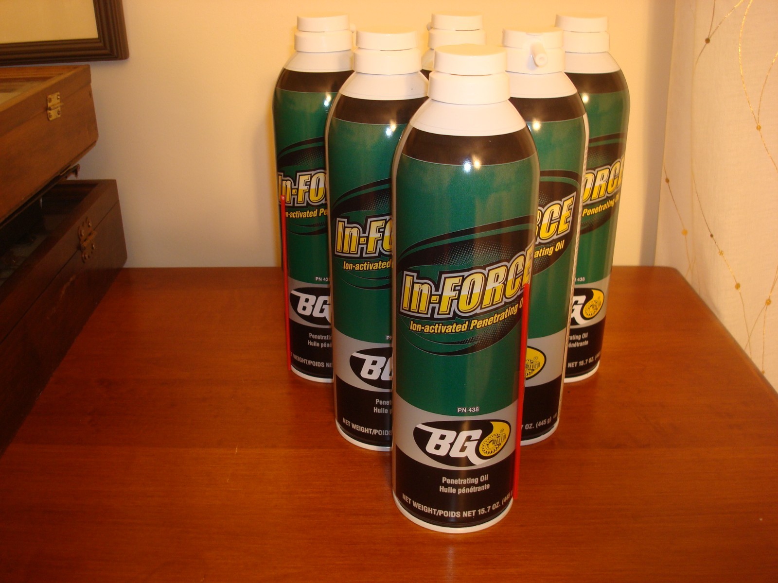 (6) Cans of # 438 BG Products In-Force 15.7 OZ Spray Penetrating Oil