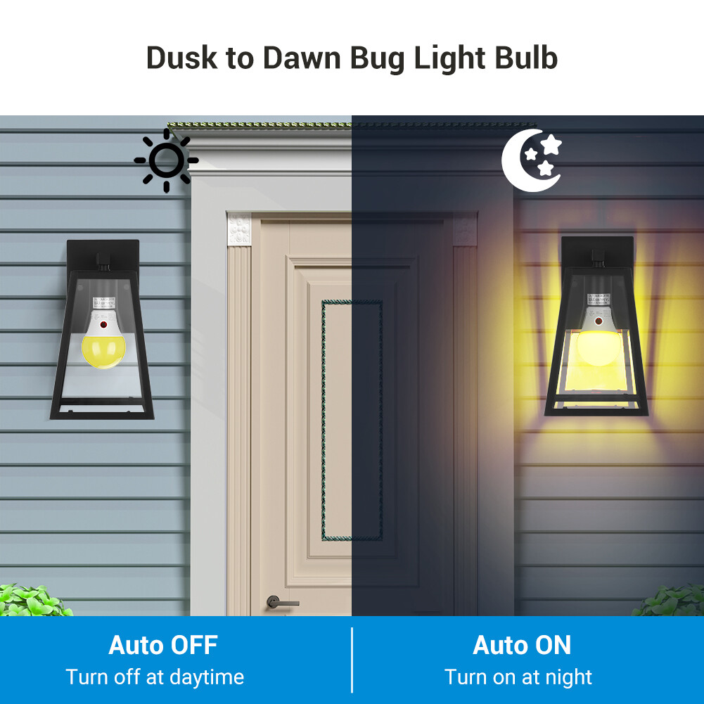 DEWENWILS 4-Pack A19 Light Sensor LED Light Bulbs LED Security Bulbs for Porch