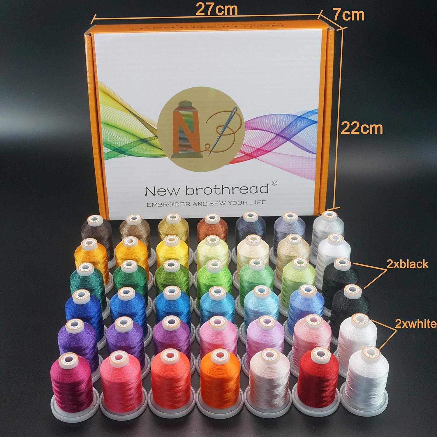 Ultimate 1000M Polyester Thread Kit - 42 Spools for All Your Embroidery Needs