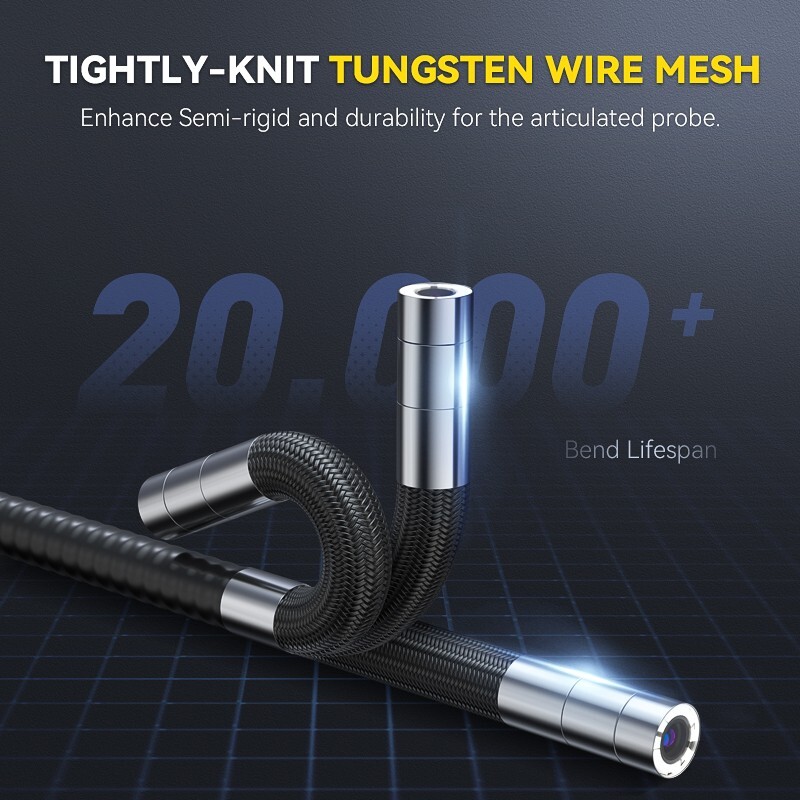 Ralcam 4-Way 360° Articulating Borescope Endoscope with light Inspection Camera