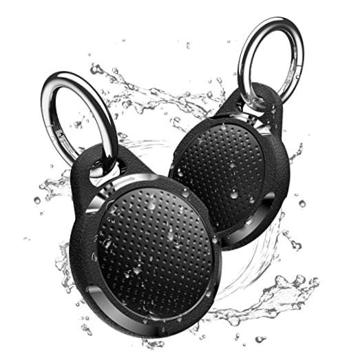 AirTag Holder 2 Pack, IP68 Waterproof AirTag Keychain Carbon Black(2 Pack)