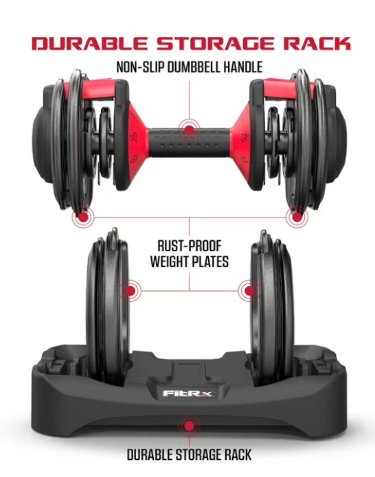 FitRx SmartBell, 9 in 1 Adjustable Dumbbell, 25 lb