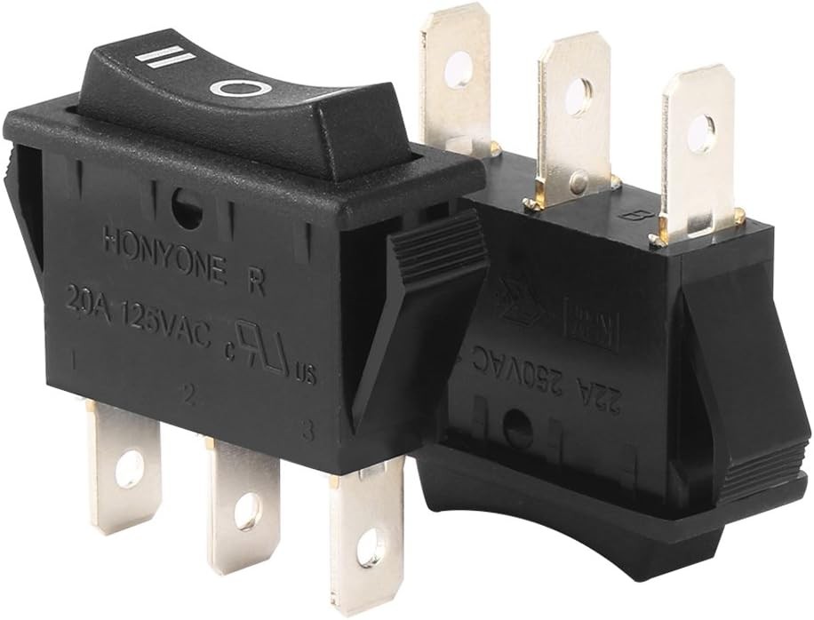 SPDT 3P On/Off/On 3 Position Boat Rocker Switch Black AC 20A/125V 22A/250V