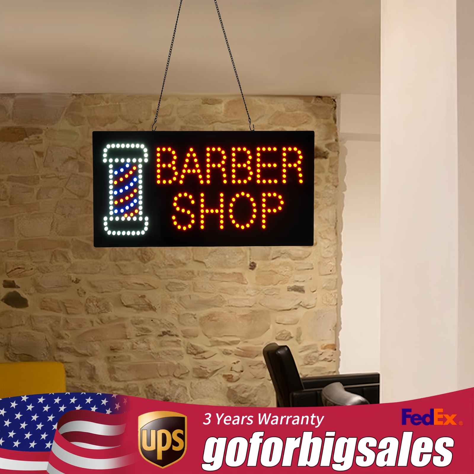 Barber Shop Sign LED Light Sign Business Sign 60*30cm/23.61*11.81in