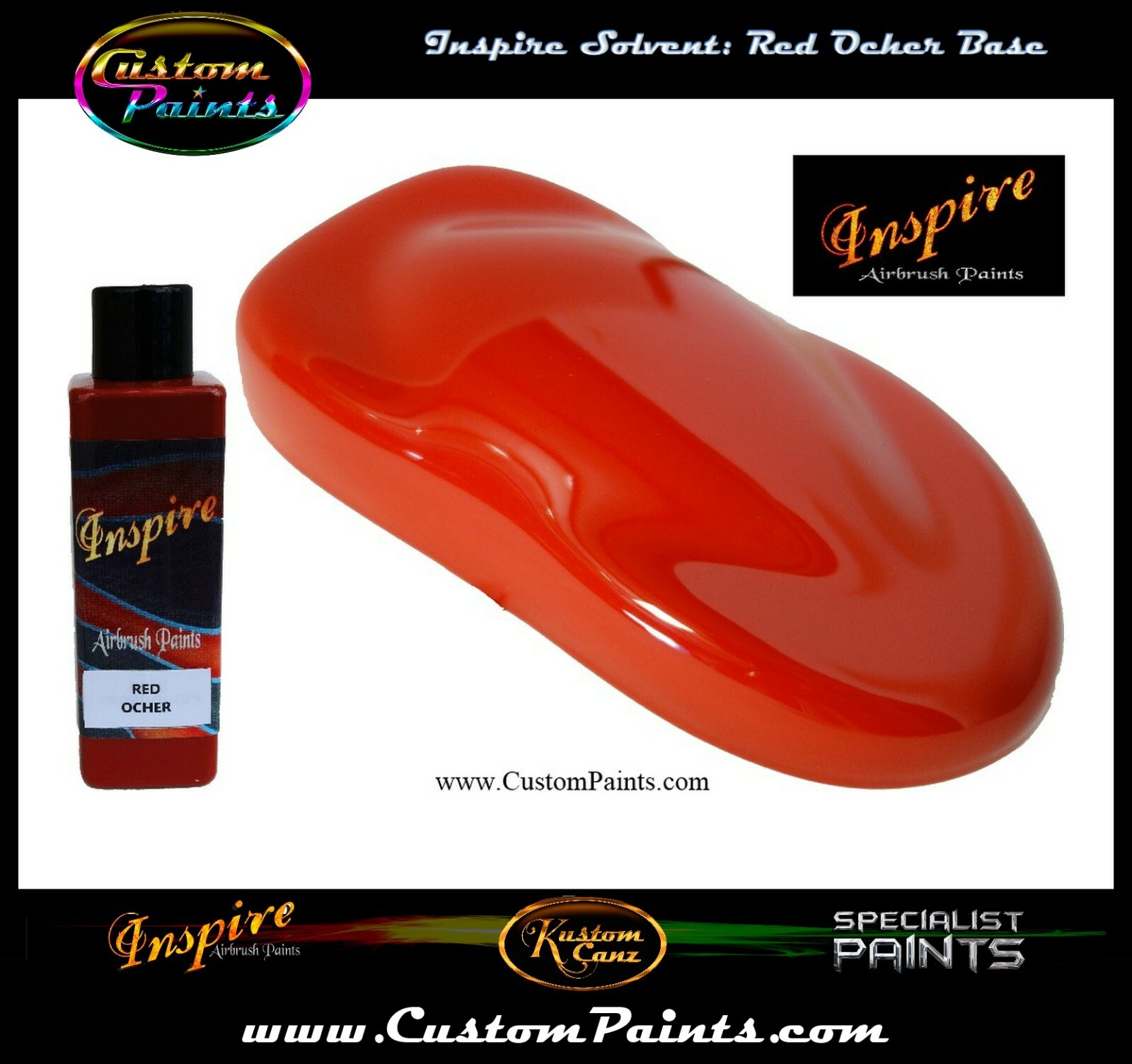 INSPIRE RED OCHER BASE AIRBRUSH 4oz (SOLVENT), CUSTOM PAINT, HOK, ARTIST