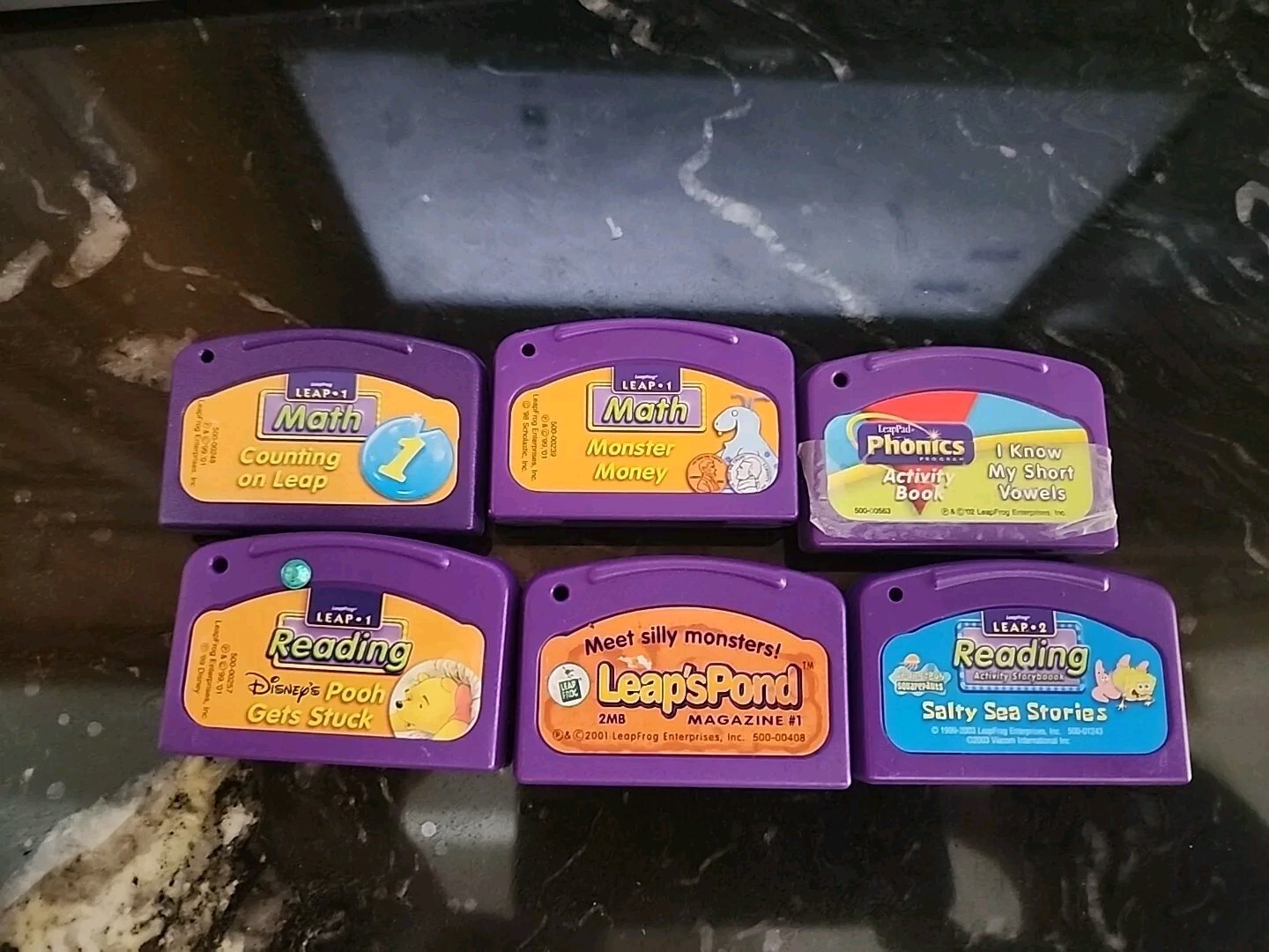 Lot of 6 - Leap Frog Leap 1 Cartridges - Math, reading, phonics, leap's pond.