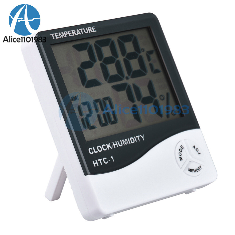 HTC-1 THERMOMETER INDOOR Digital LCD Hygrometer Temp Humidity Meter Alarm Clock