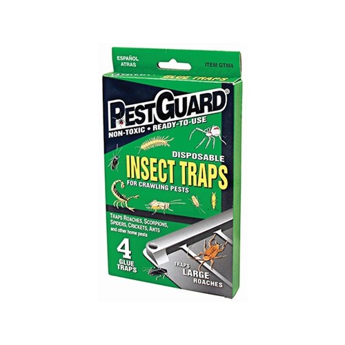 Pest Guard GTM412G Disposable Roach and Insect Glue Traps Crawling Pests 4 Pack