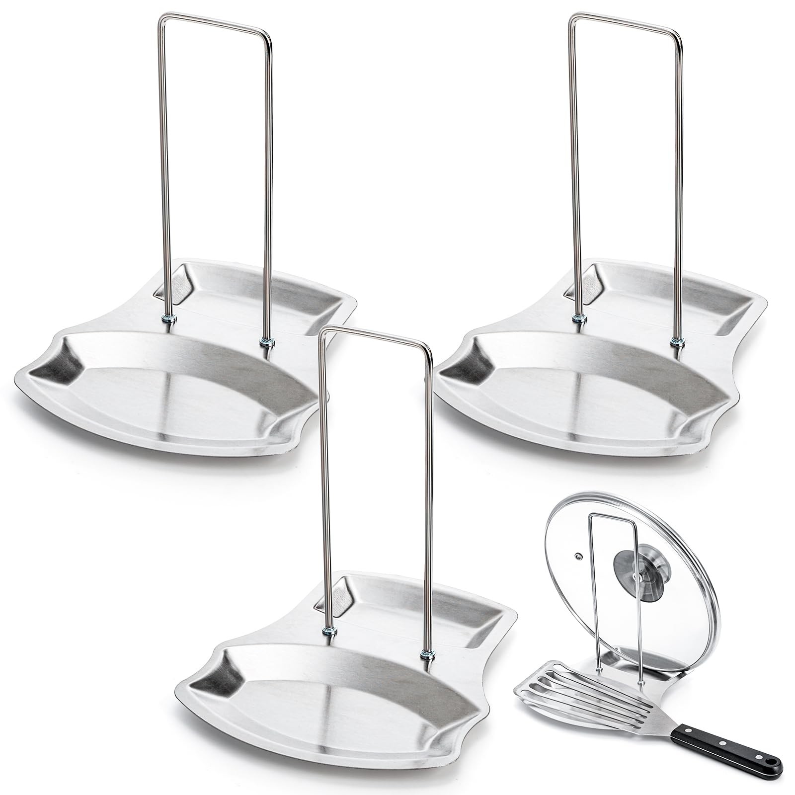 3 Pack Lid And Spoon Rest Stainless Steel Pan Organizer For Pots Pans Kitchen