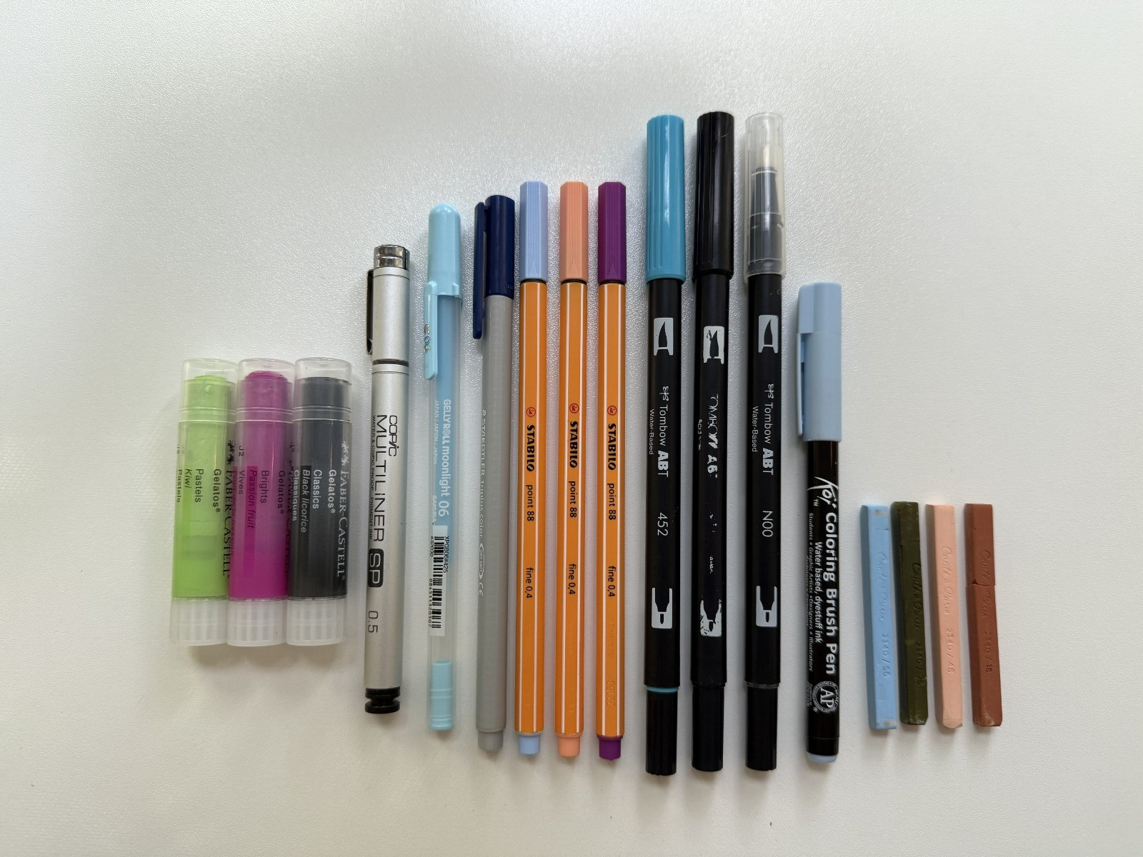 Lot of Art Supplies Tombows Stabilo 88 Gelatos Conte Sakura Koi Marker Gellyroll