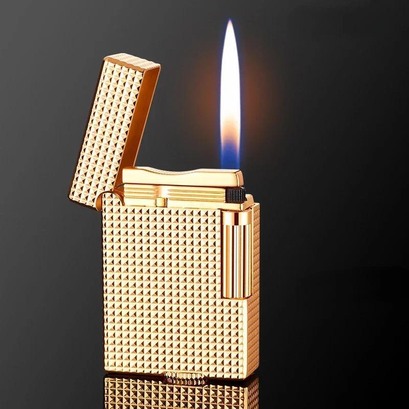 DERUI Carved Texture Metal Lighter Side-sliding Grinding Wheel Stylish & Elegant