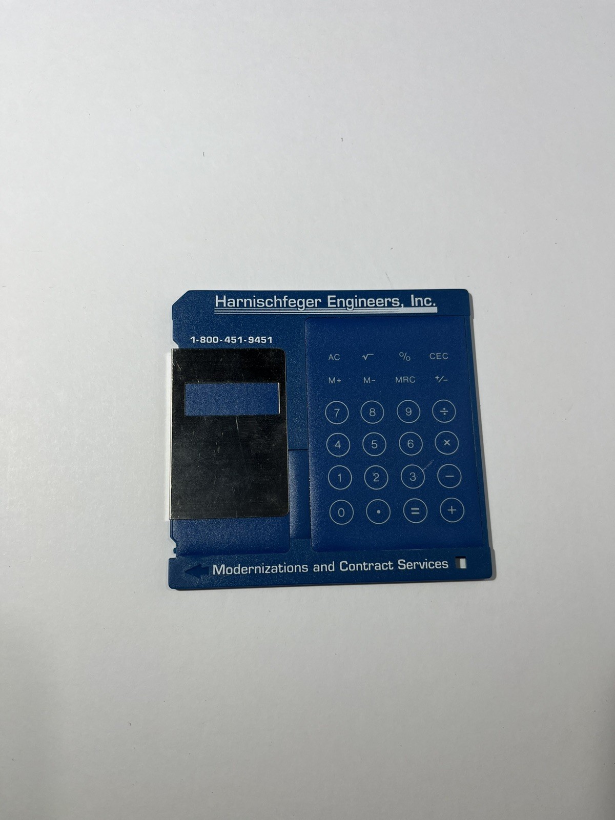 Vintage  3.5” Floppy Disk Solar Powered Calculator Working 90's Harnischfeger