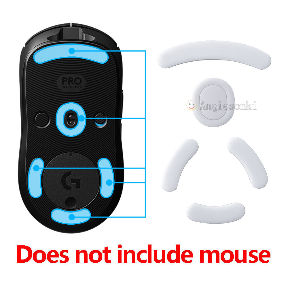 2 Sets White Rounded Curved Edges Feet Skates for Logitech GPRO Wirelsee Mouse