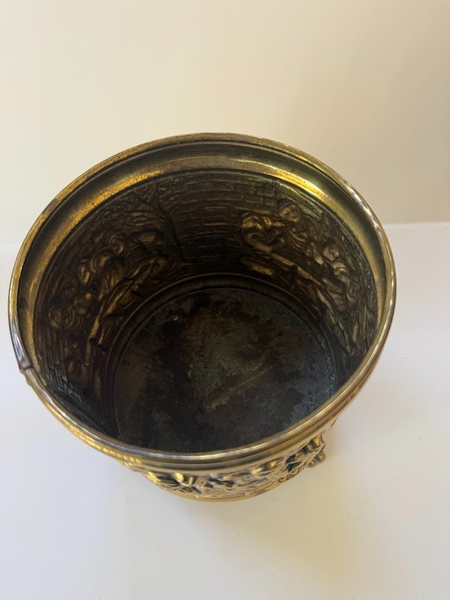 Vintage Peerage Embossed Brass Footed Planter Made in England