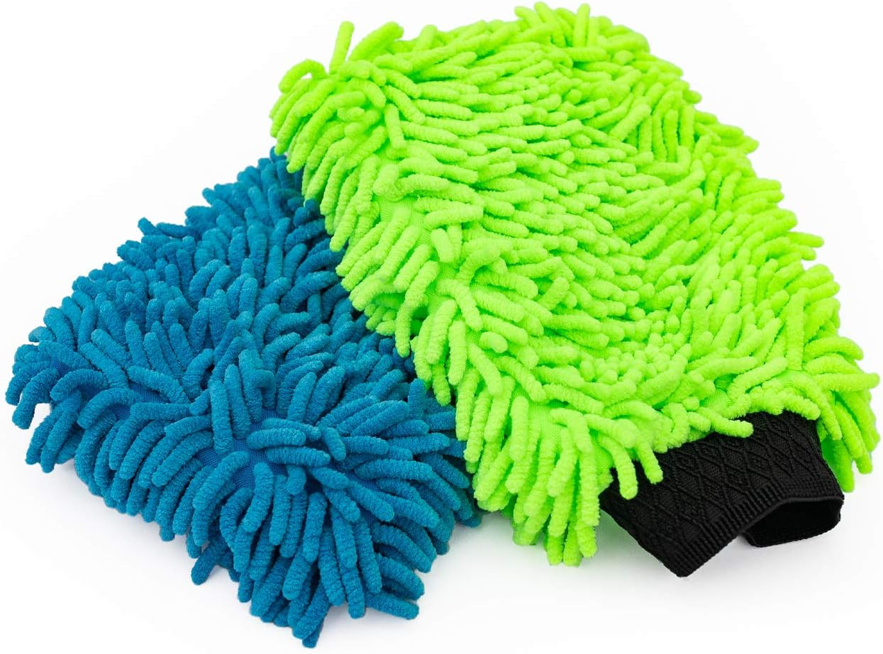 - Premium Chenille Microfiber Knobby Wash Mitts - Perfect for Car Washing and De