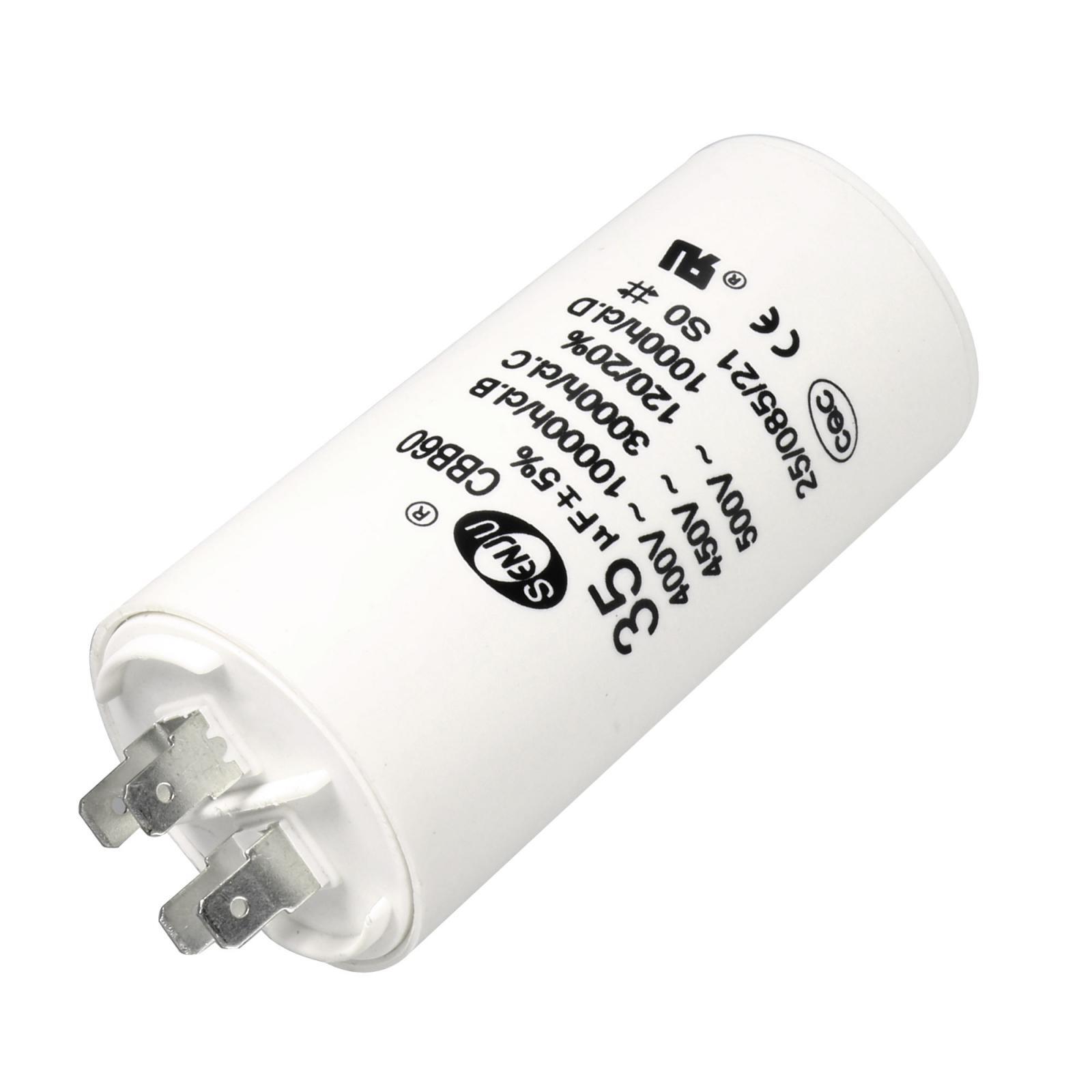 CBB60 Run Capacitor 35uF 450V AC Double Insert 50/60Hz Cylinder 92x44mm White