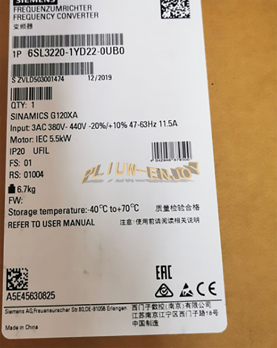 1PCS NEW Siemens Inverter 5.5KW 6SL3220-1YD22-0UB0 6SL3 220-1YD22-0UB0