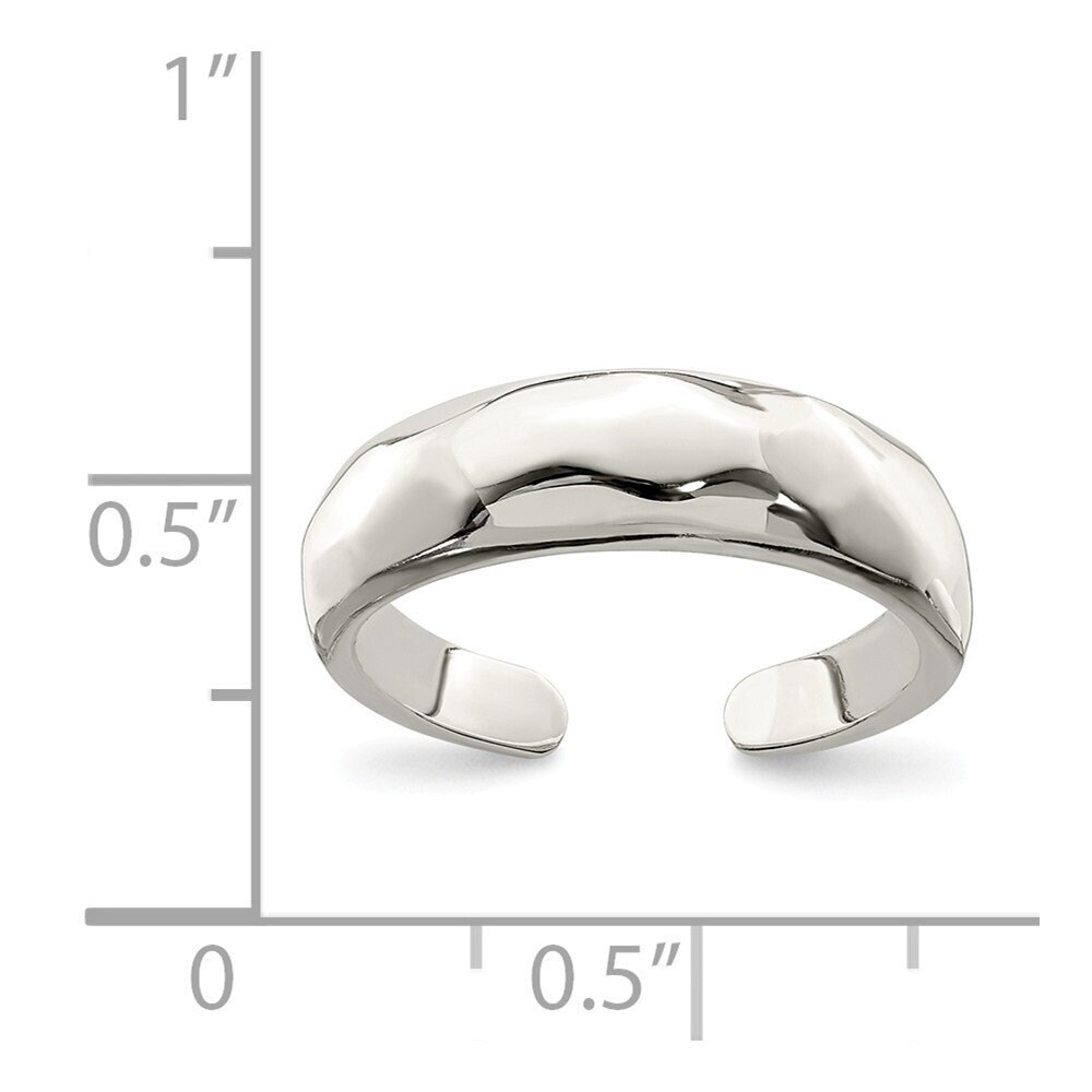 925 Sterling Silver Faceted Solid Polished Domed Toe Ring - Adjustable Toe