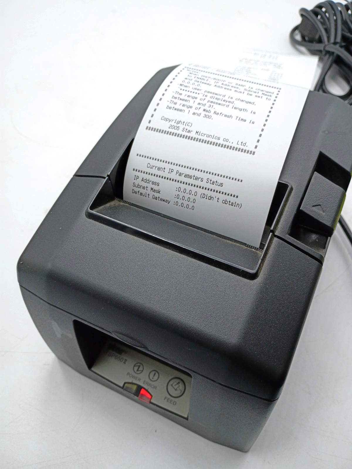 Star Micronics TSP650II, POS Ethernet Thermal Receipt Printer, with Power Cord