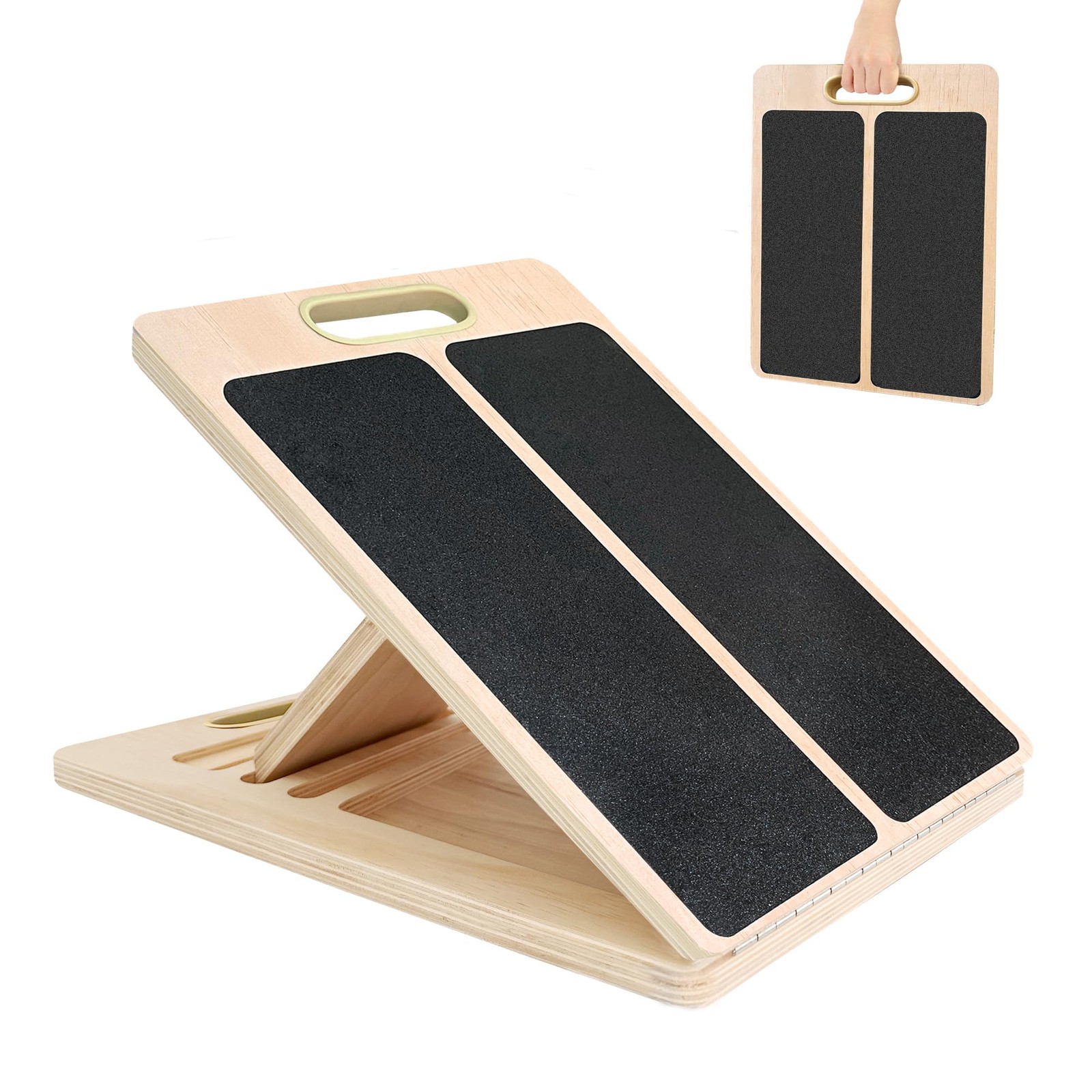 Slant Board for Calf Stretching, Adjustable Portable Wooden Calf Stretcher In...