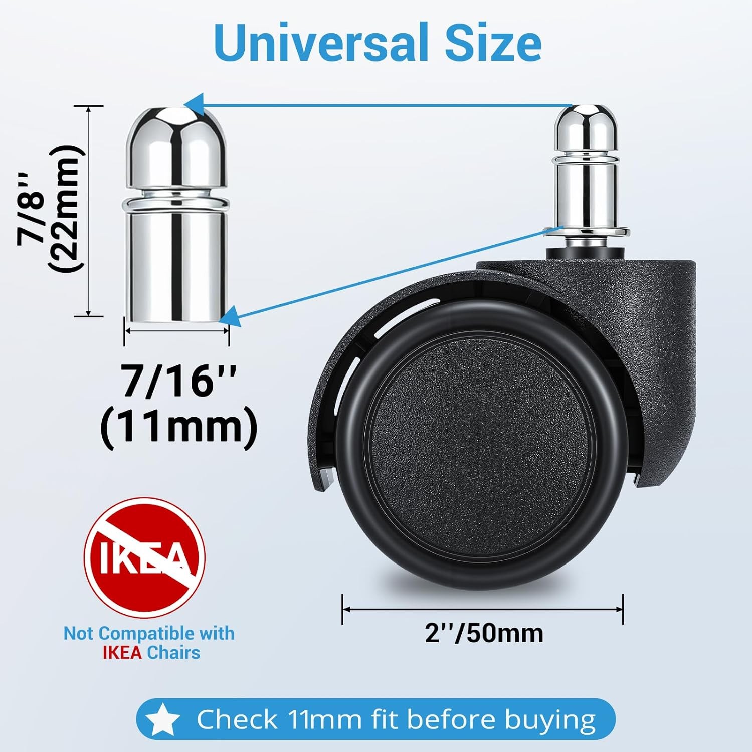 5 Vogel Peterson Office Chair Replacement Part Soft Rubber Caster/Roller Wheels