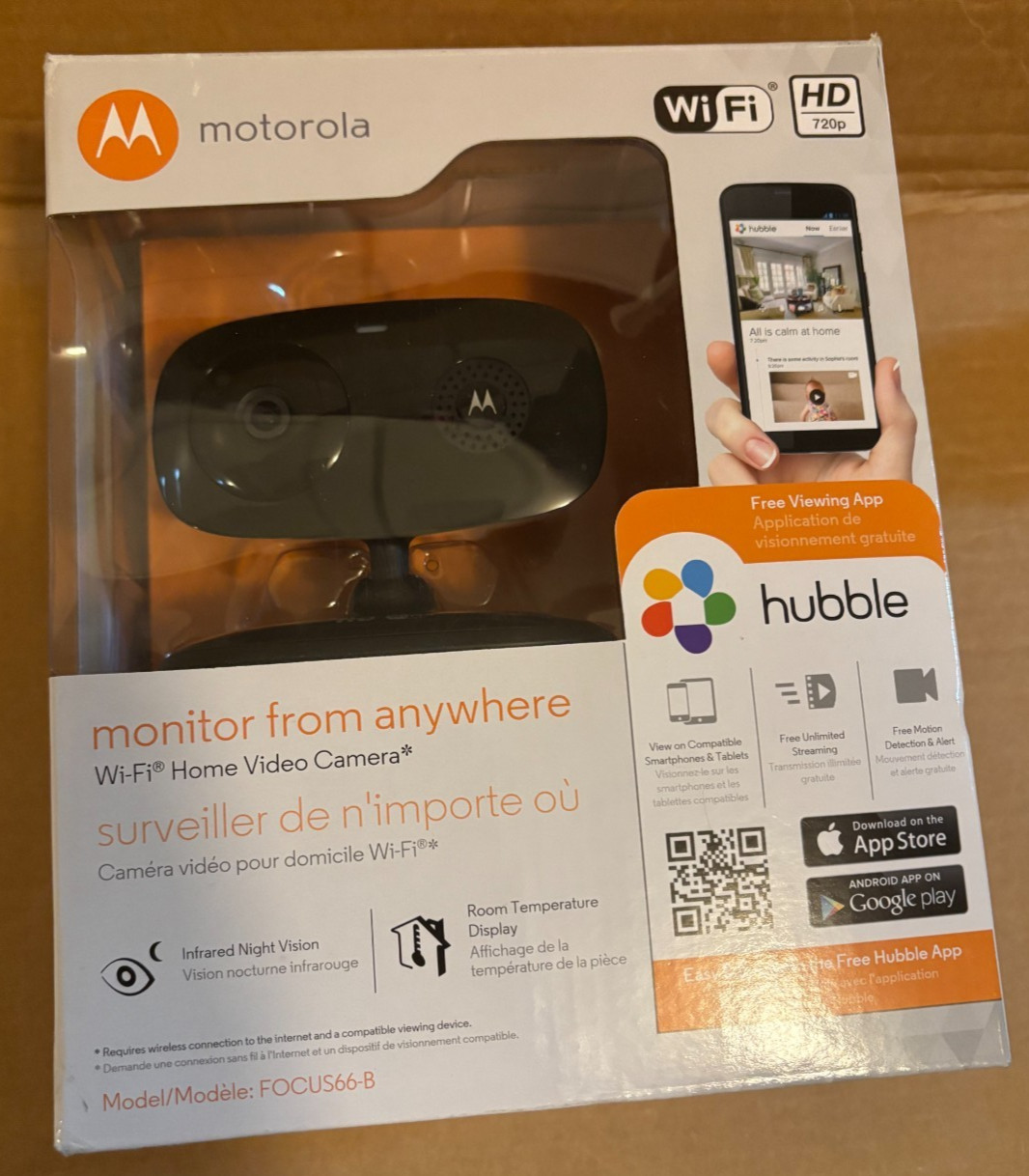 Motorola Home Monitoring Video Camera FOCUS66-B Wi-Fi HD