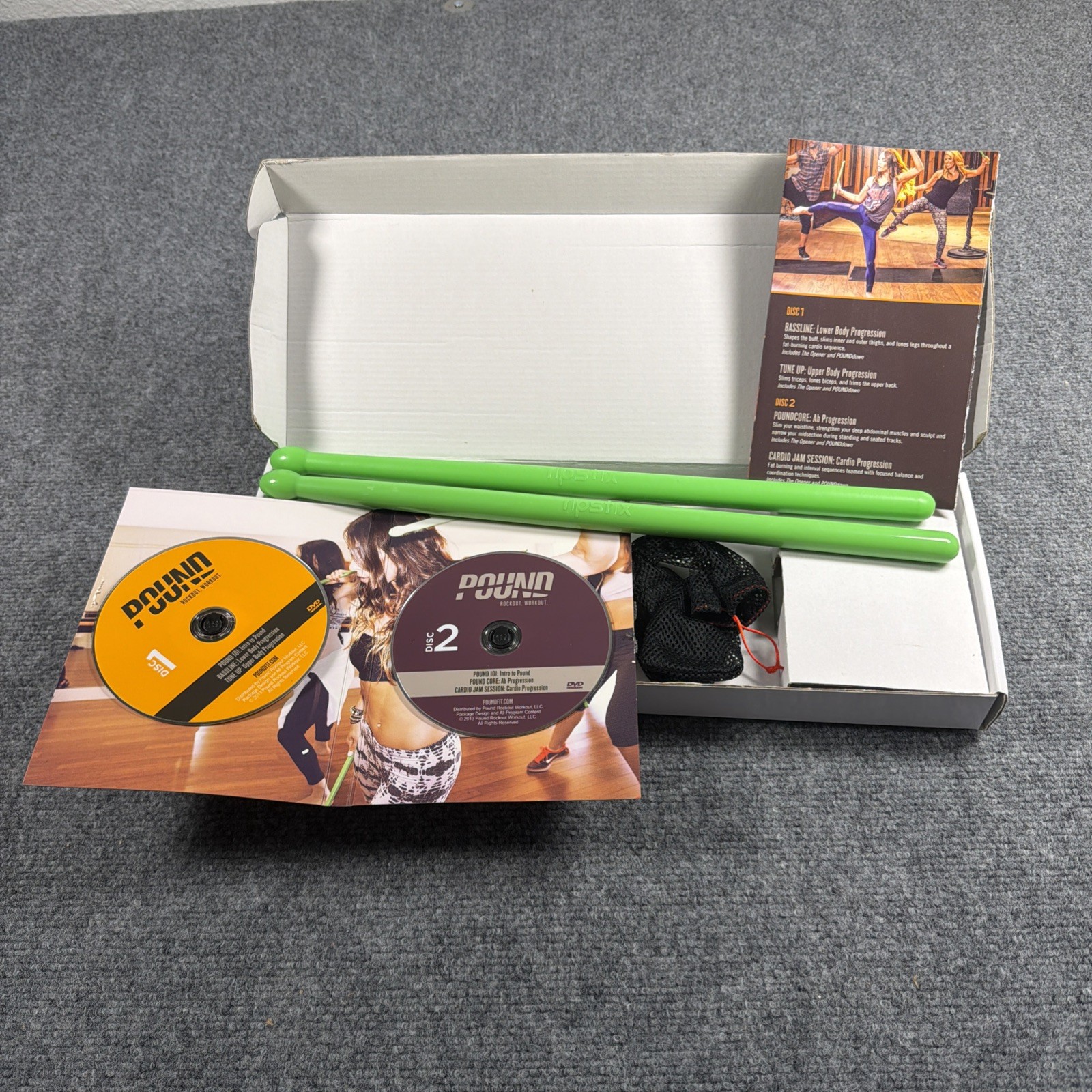 Pound Rockout Workout Album 1 - 2 DVDs - Kit with 1 set of Ripstix