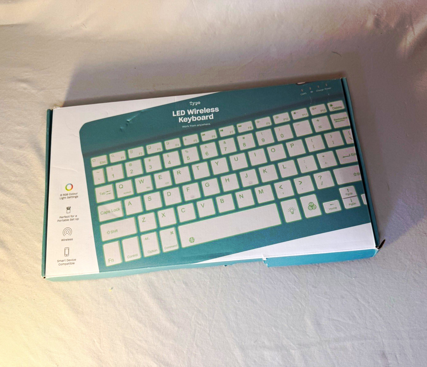 Typecase Touch Ultra Slim LED Rechargeable Bluetooth Keyboard QWERTY Blue/White