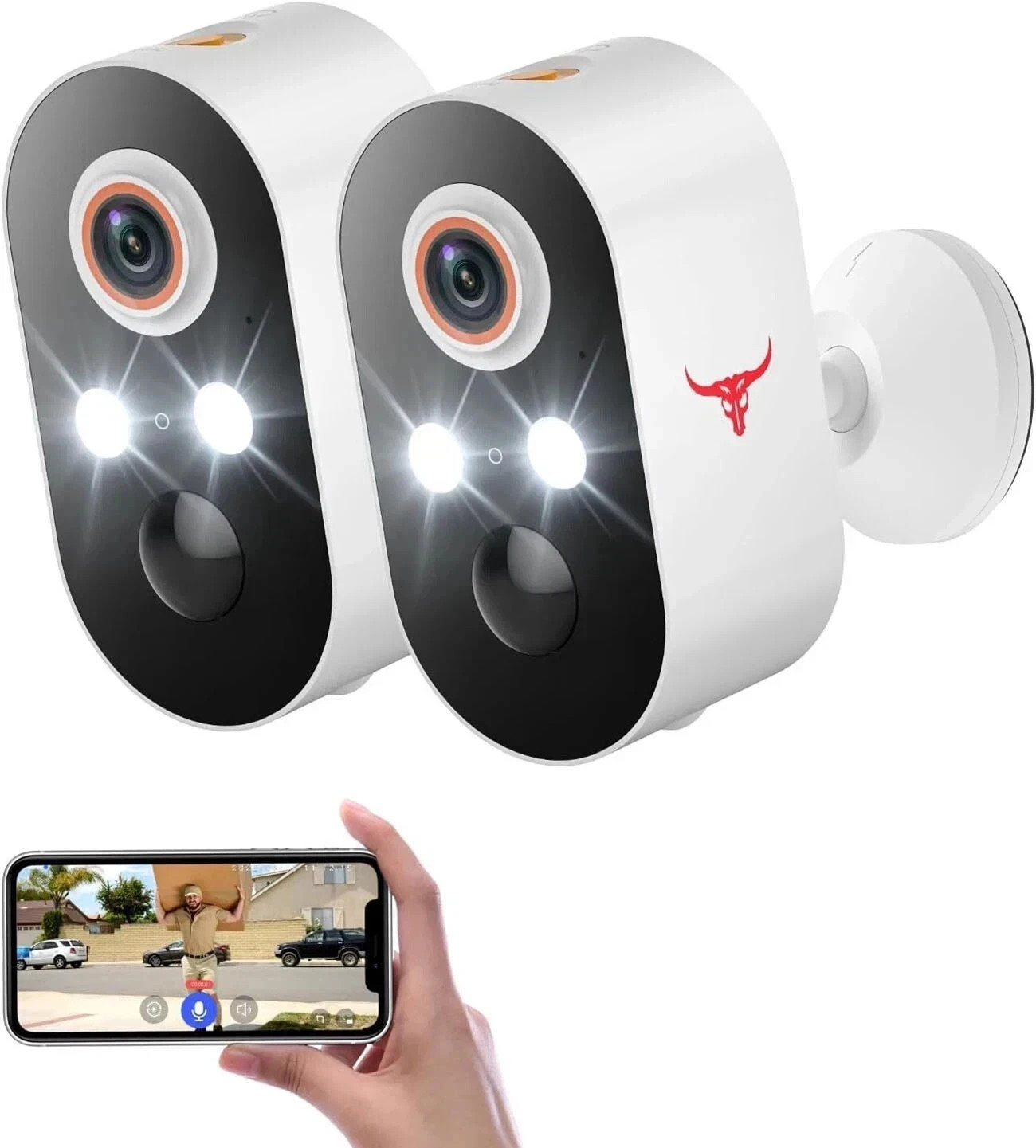 2 Pack Wireless Security Camera System Smart Night Vision Outdoor WiFi Cameras