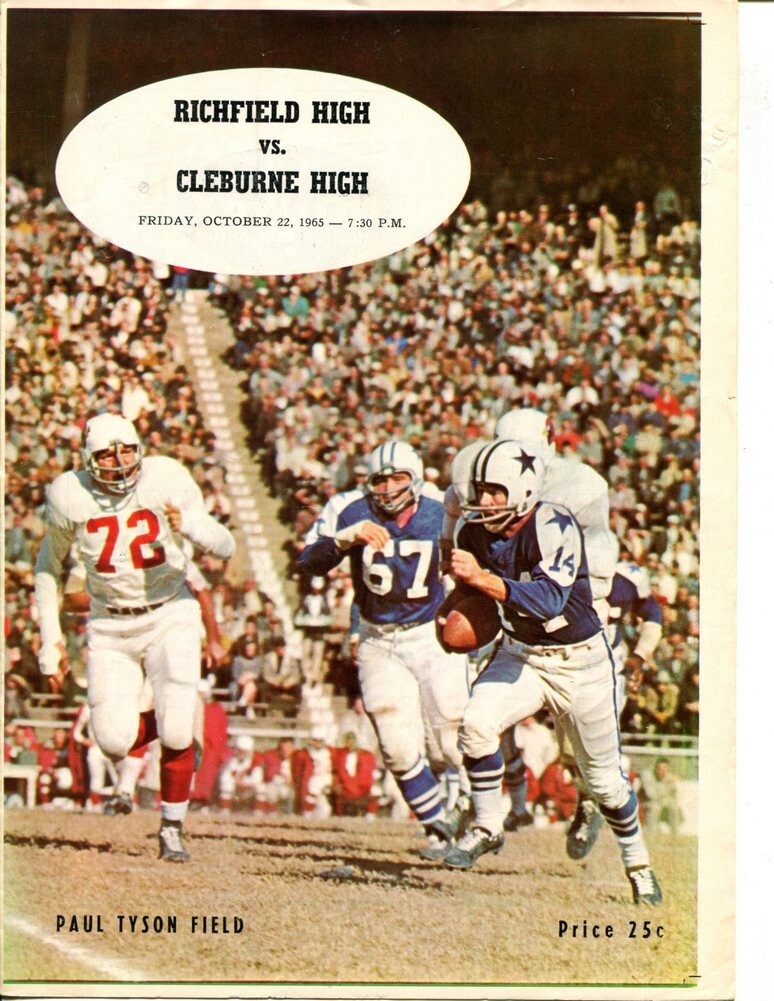 1965 Texas High School Football Program Richfield v Cleburne 10/22 50134