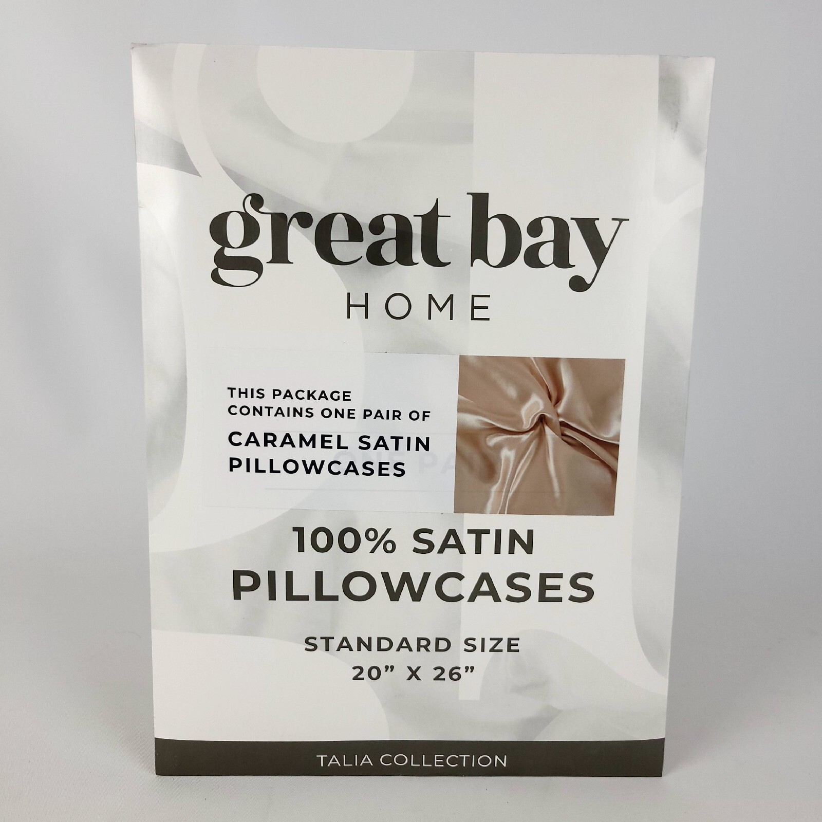 Great Bay Home Caramel Color Satin Standard Size 20"x26" Pillowcases 2-Pack New