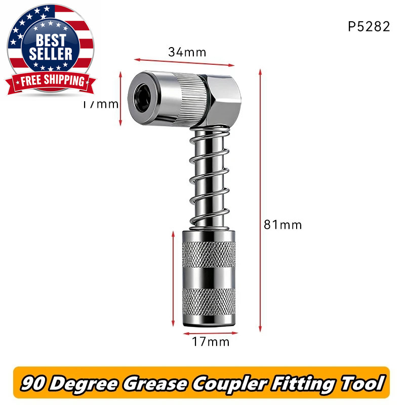 New Professional Grease Coupler Fitting Tool 90 Degree Coupler Grease Fitting To