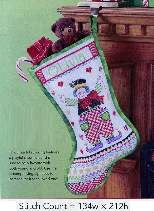JOLLY SNOWMAN STOCKING    CROSS STITCH PATTERN  ONLY GU - EEP