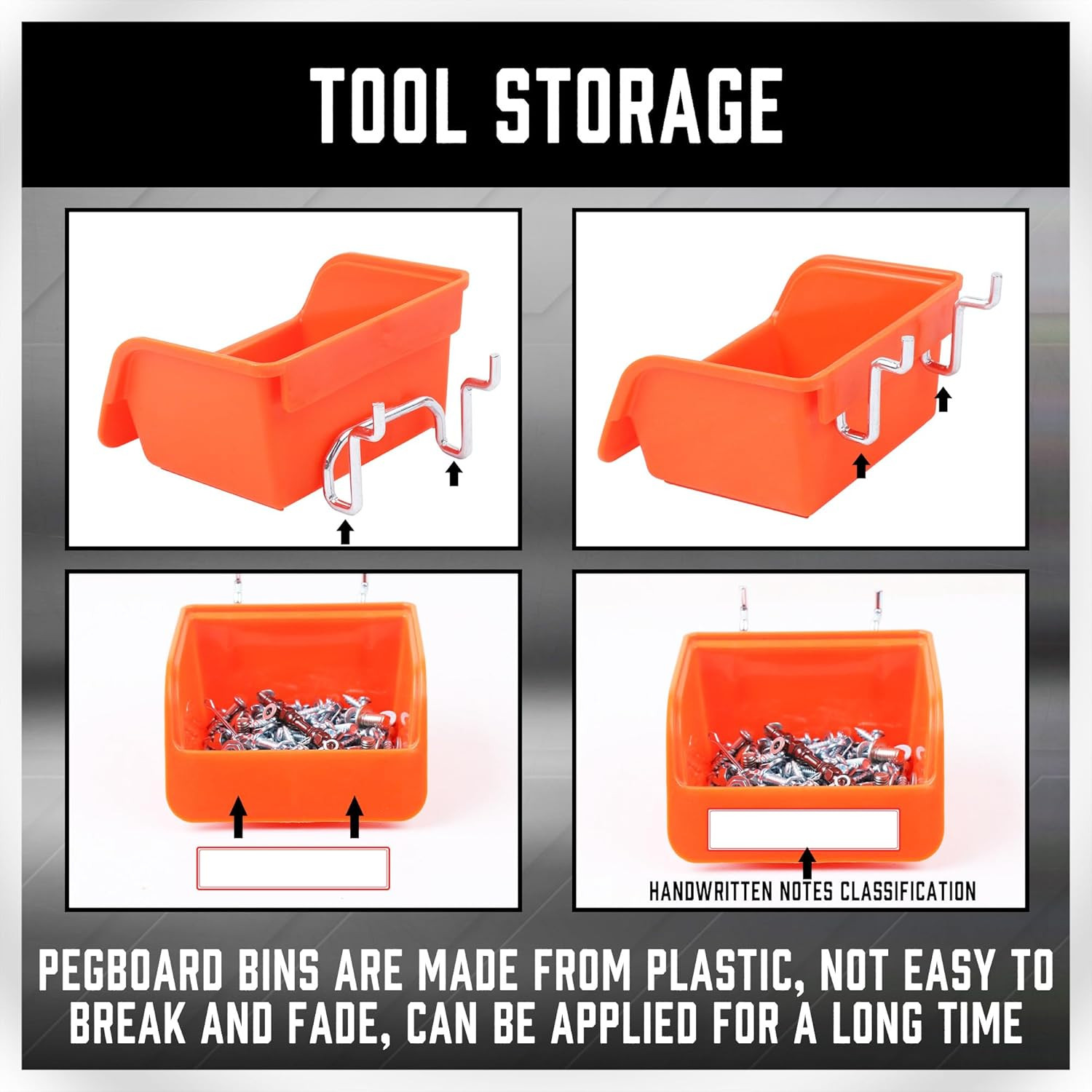 150-Piece Pegboard Hooks Assortment, Pegboard Accessories with Pegboard Bins for